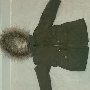 H&M Toddler Girls Army Green Parka Jacket Coat Size 3T